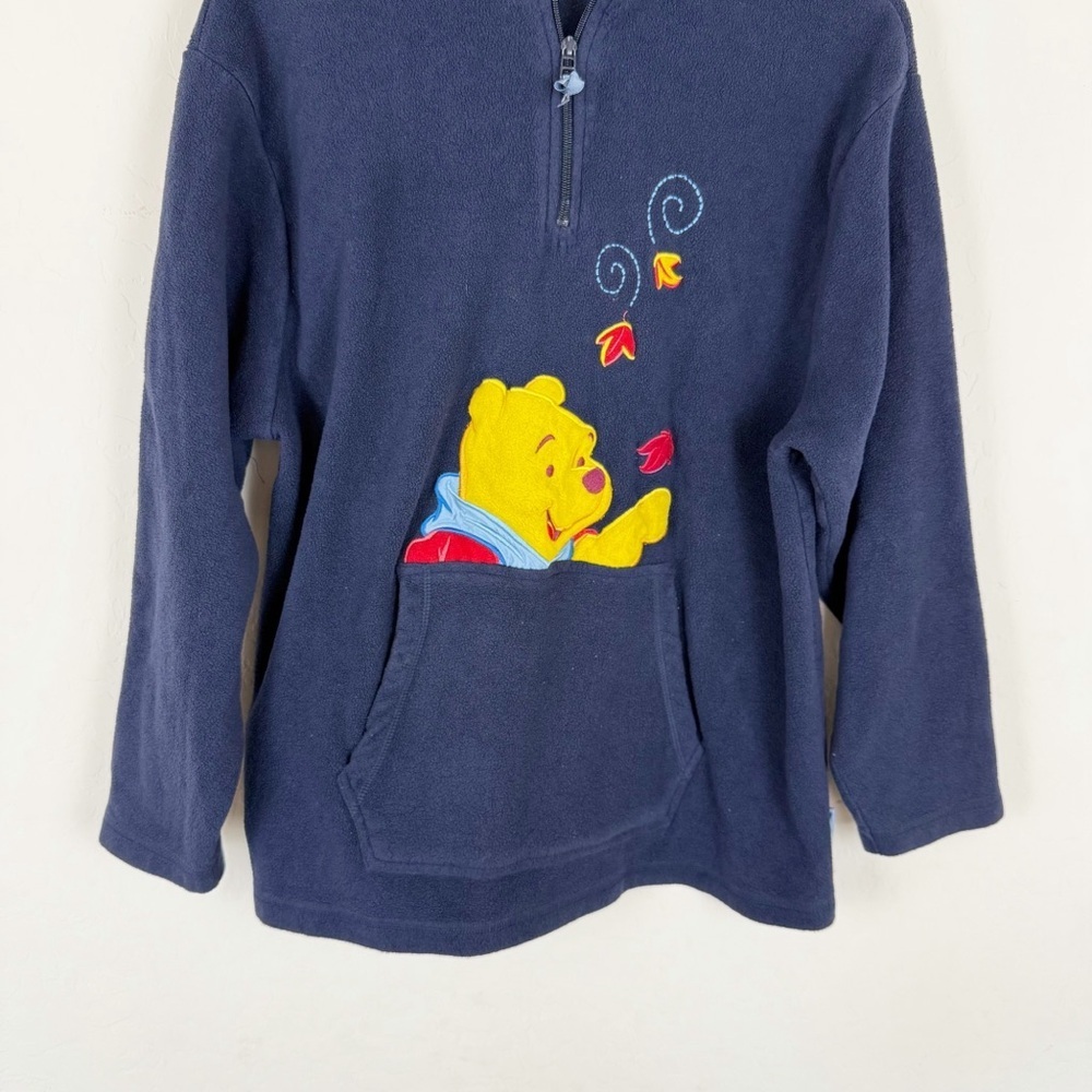 Vintage 90’s Disney Winnie the Pooh 1/4 Zip Navy Blue Stitched Fleece Sweatshirt - Picture 3 of 6